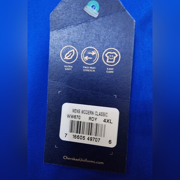 CHEROKEE REVOLUTION MEN'S WW670 SCRUB TOP. ROYAL BLUE 4XL. NWT.(A18) - Picture 3 of 5